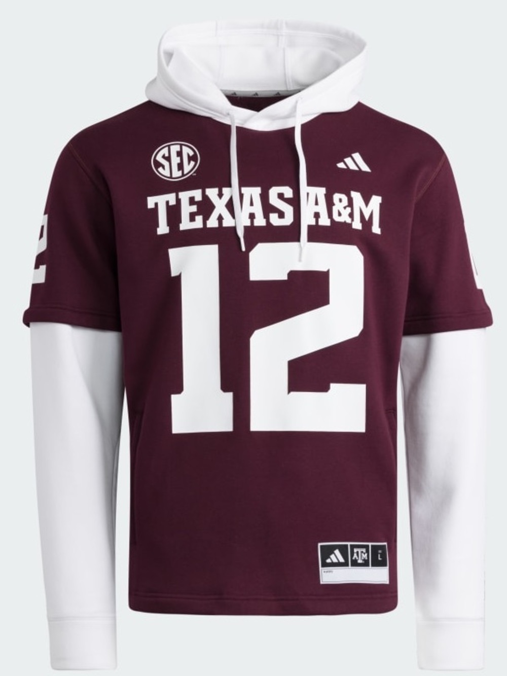 TEXAS A&M AGGIES FOOTBALL JERSEY HOODIE MAROON COTTON XL $120 NEW NWT RARE